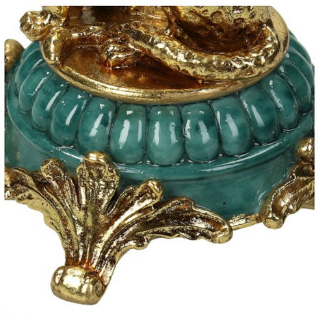 Melting Pot - Kandelaar Leopard Turquoise Goud Polyresin 10x29cm Melting Pot - Kandelaar Leopard Turquoise Goud Polyresin 10x29cm