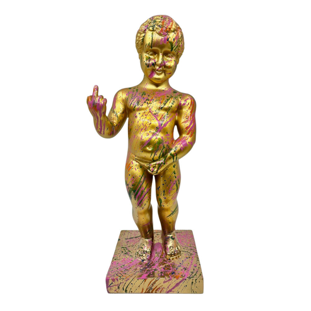 Melting Pot - Beeld Manneken Pis Fuck You Goud Splash Color 20x45cm Melting Pot - Beeld Manneken Pis Fuck You Goud Splash Color 20x45cm