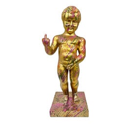 Melting Pot - Beeld Manneken Pis Fuck You Goud Splash Color 20x45cm Melting Pot - Beeld Manneken Pis Fuck You Goud Splash Color 20x45cm