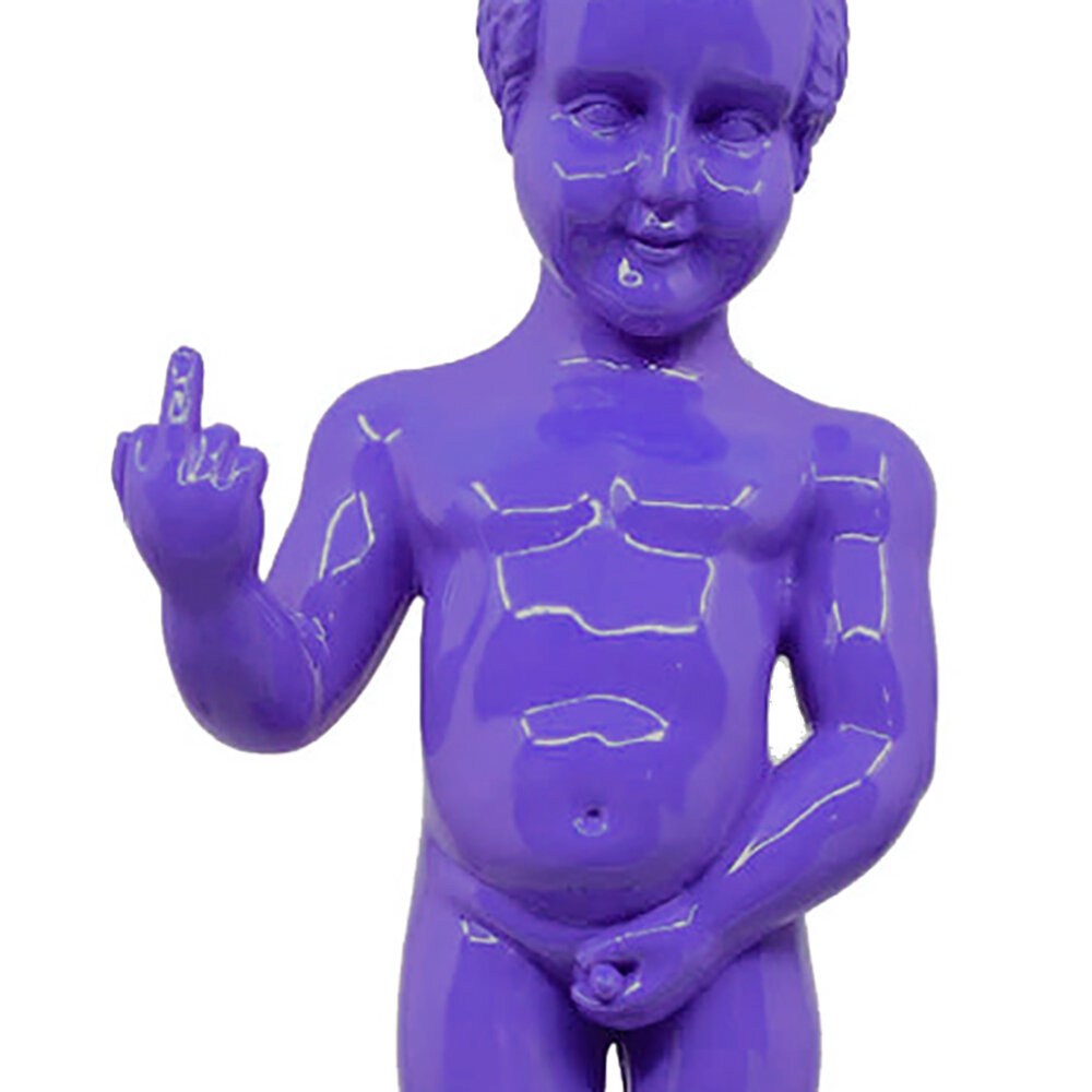 Melting Pot - Beeld Manneken Pis Fuck You Paars 20x45cm