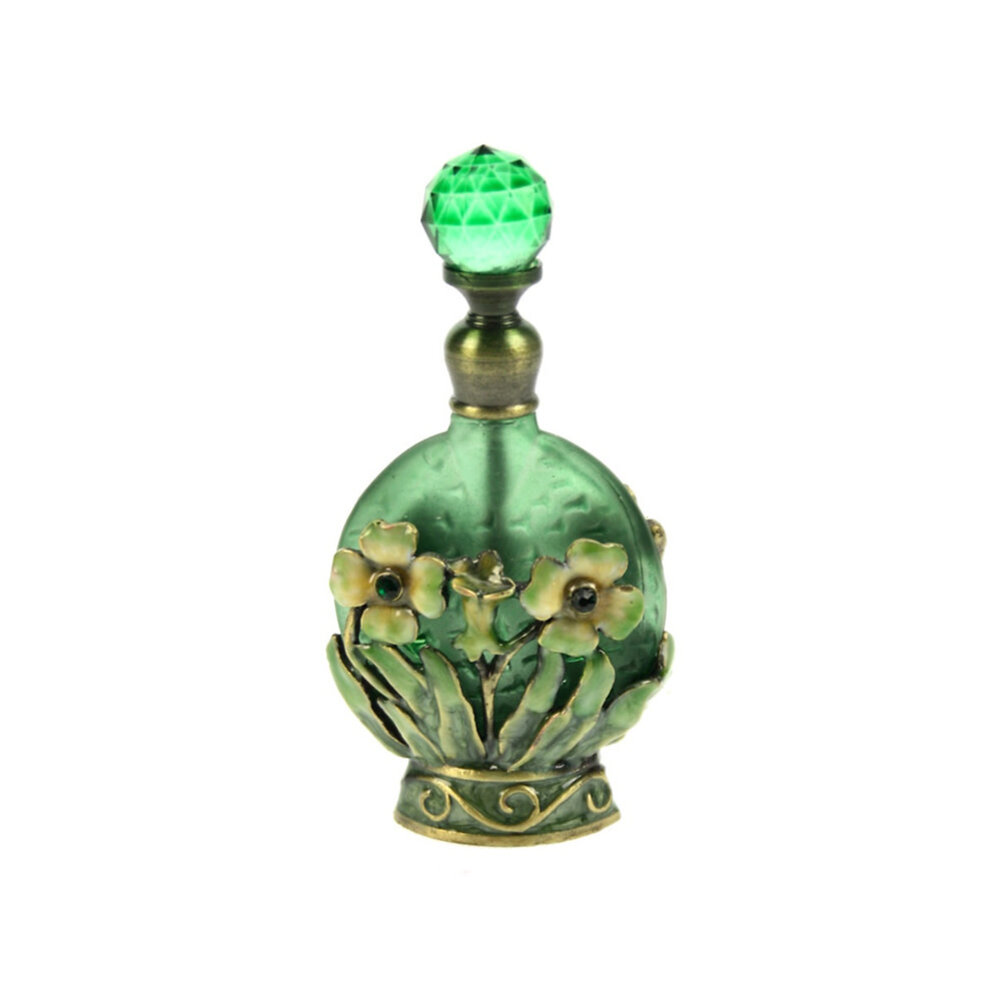 Melting Pot - Parfumflesje Bloemen Groen Goud Glas 5x9cm Melting Pot - Parfumflesje Bloemen Groen Goud Glas 5x9cm