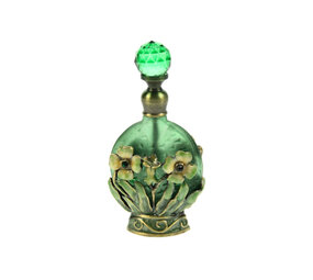 Melting Pot - Parfumflesje Bloemen Groen Goud Glas 5x9cm Melting Pot - Parfumflesje Bloemen Groen Goud Glas 5x9cm