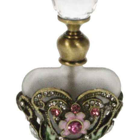 Melting Pot - Parfumflesje Hartje Strass Roze Multicolor Glas 4x8cm