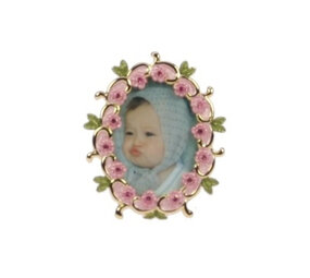 Melting Pot - Fotolijstje Mini Ovaal Bloemen Roze Groen 3x4cm