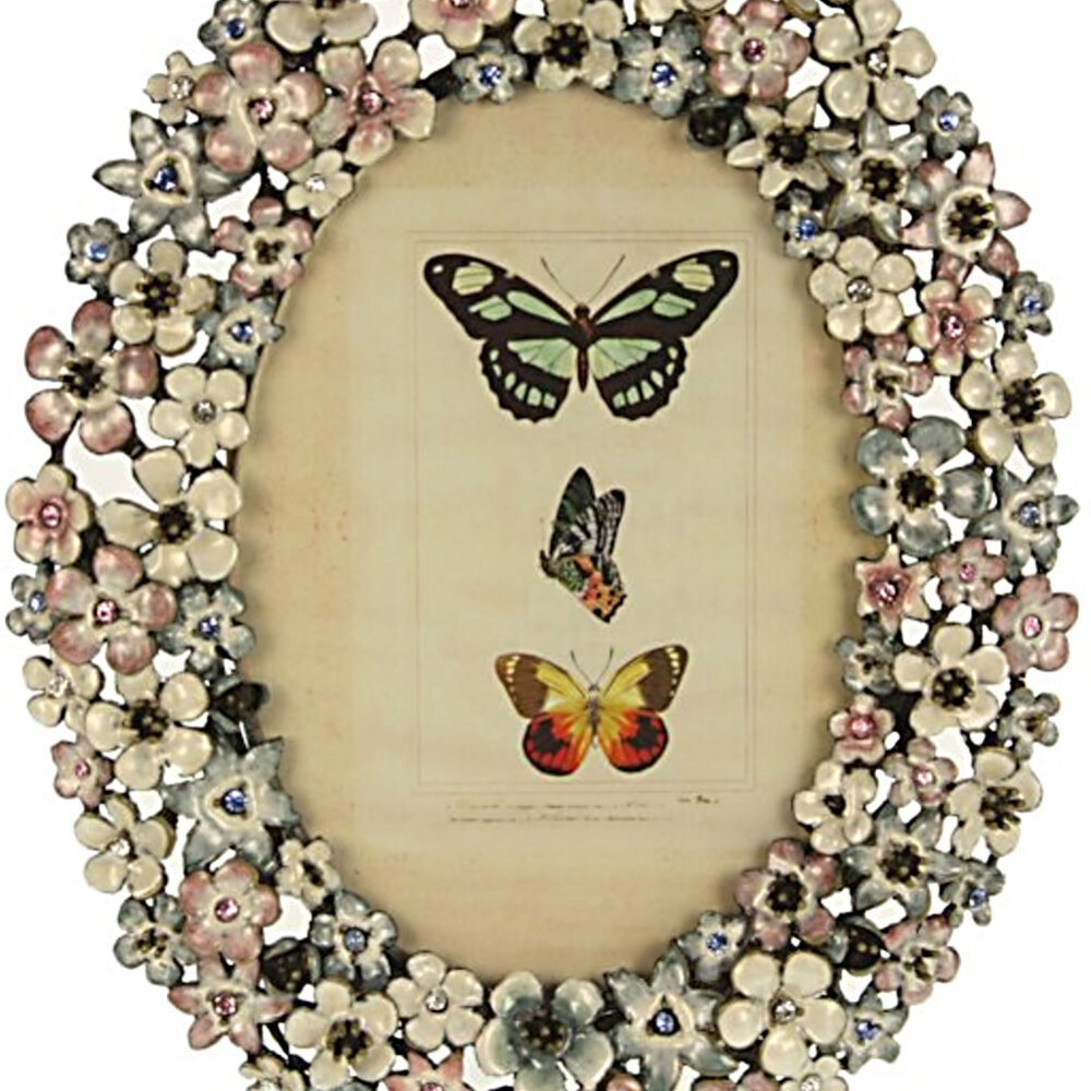 Melting Pot - Fotolijstje Ovaal Bloemen Multi Strass 17x21cm - foto 10x15cm Melting Pot - Fotolijstje Ovaal Bloemen Multi Strass 17x21cm - foto 10x15cm
