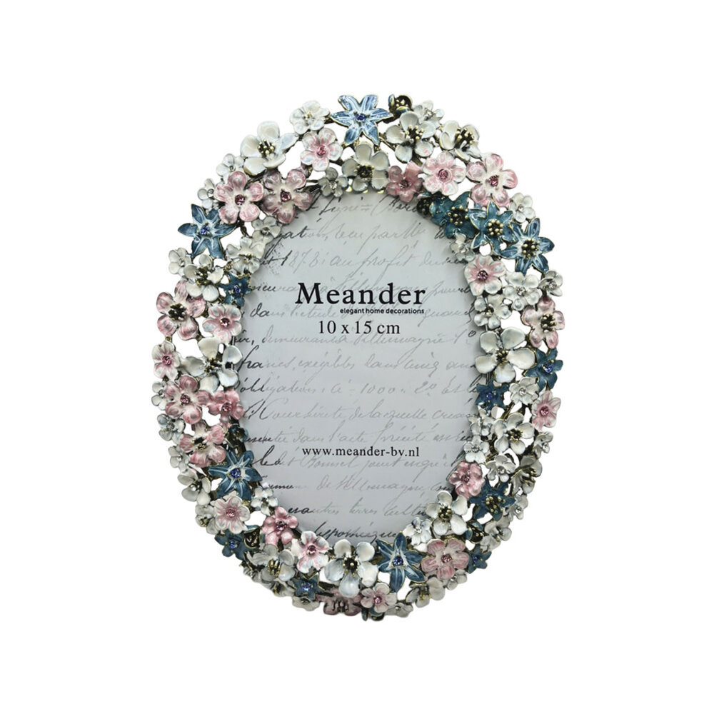 Melting Pot - Fotolijstje Ovaal Bloemen Multi Strass 17x21cm - foto 10x15cm