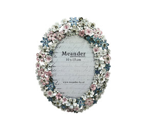 Melting Pot - Fotolijstje Ovaal Bloemen Multi Strass 17x21cm - foto 10x15cm