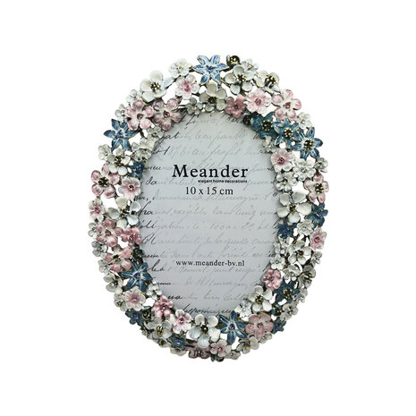 Melting Pot - Fotolijstje Ovaal Bloemen Multi Strass 17x21cm - foto 10x15cm