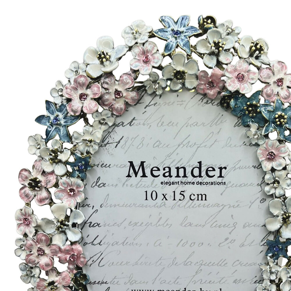 Melting Pot - Fotolijstje Ovaal Bloemen Multi Strass 17x21cm - foto 10x15cm