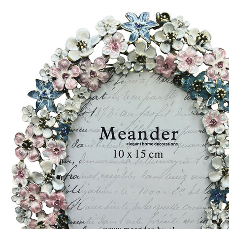 Melting Pot - Fotolijstje Ovaal Bloemen Multi Strass 17x21cm - foto 10x15cm