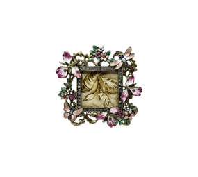 Melting Pot - Fotolijstje Vlinders Roze Groen Strass 10x10cm - foto 5x5cm