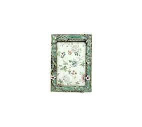Melting Pot - Fotolijstje Mini Bloemen Antiek Groen Strass 6x9cm - foto 4x7cm