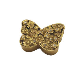 Melting Pot - Sieraaddoosje Vlinder Antiek Goud Metaal Strass 9x6cm Melting Pot - Sieraaddoosje Vlinder Antiek Goud Metaal Strass 9x6cm