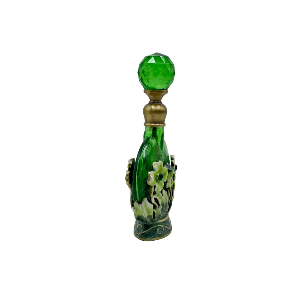Melting Pot - Parfumflesje Bloemen Groen Goud Glas 5x9cm