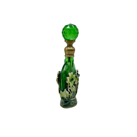 Melting Pot - Parfumflesje Bloemen Groen Goud Glas 5x9cm