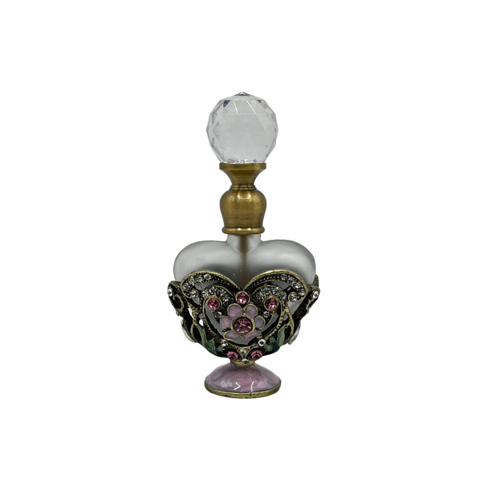 Melting Pot - Parfumflesje Hartje Roze Multi Glas Strass 4x8cm