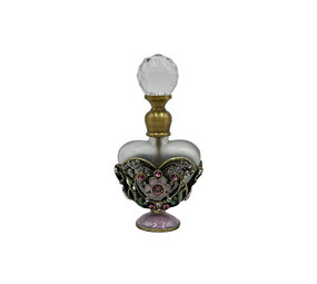 Melting Pot - Parfumflesje Hartje Roze Multi Glas Strass 4x8cm