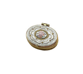 Melting Pot - Doosje Ovaal Bloem Wit Goud Metaal 5x4cm