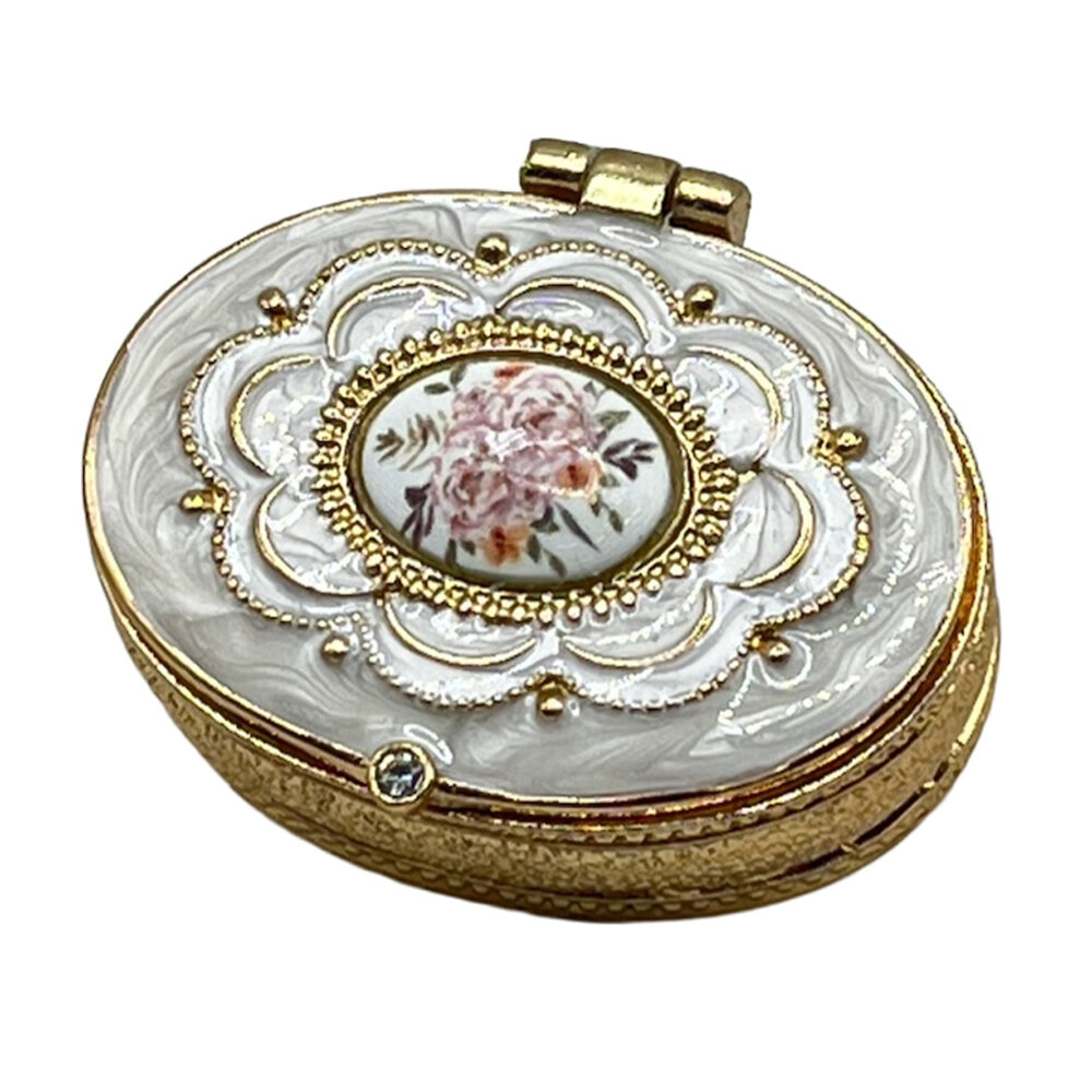 Melting Pot - Doosje Ovaal Bloem Wit Goud Metaal 5x4cm