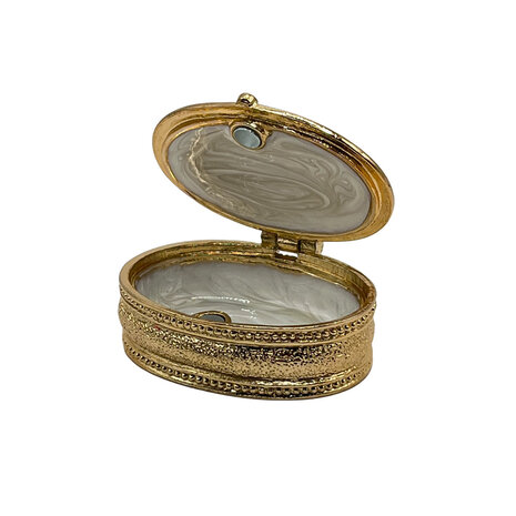 Melting Pot - Doosje Ovaal Bloem Wit Goud Metaal 5x4cm