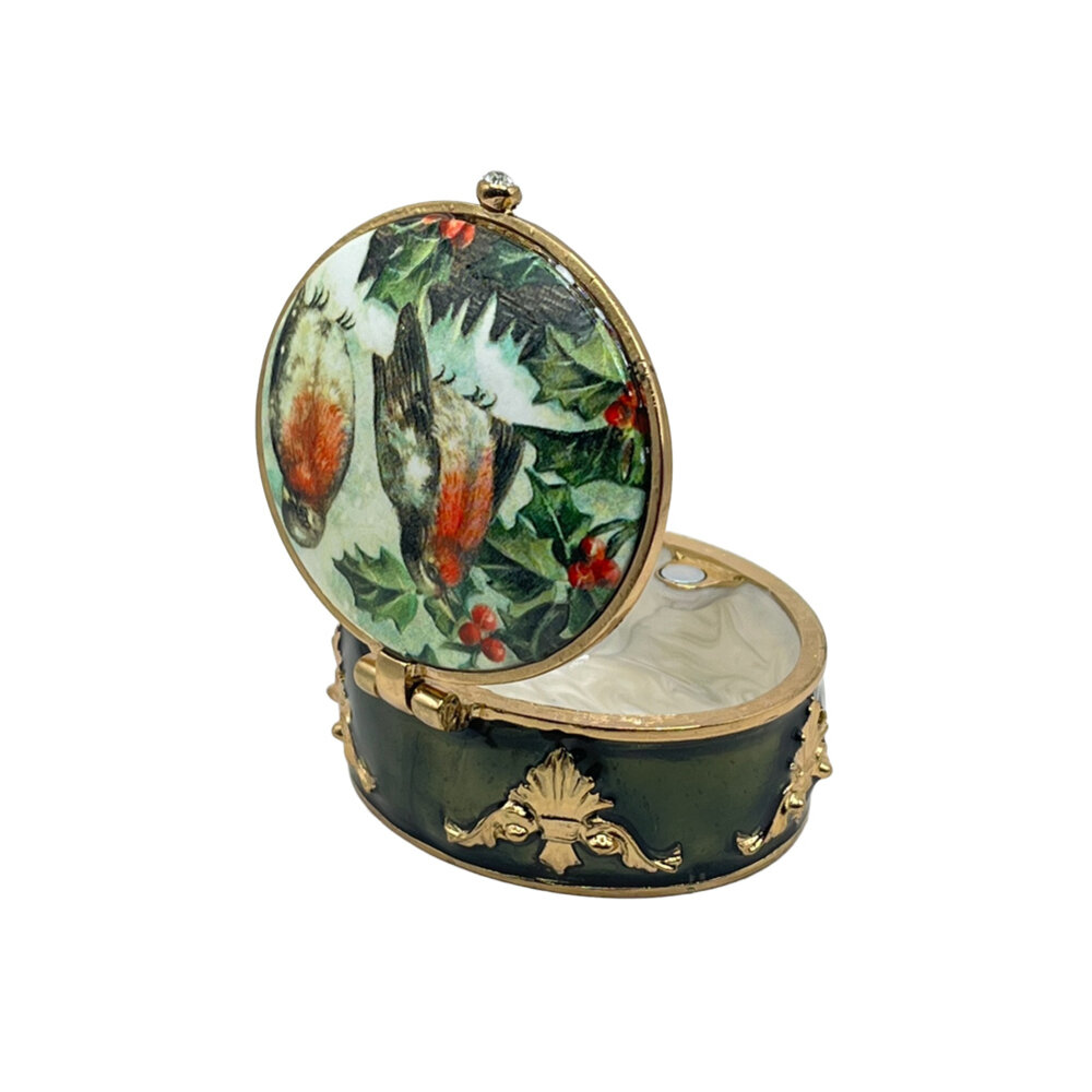 Melting Pot - Doosje Ovaal Vogels Multi Goud Metaal 5x5cm