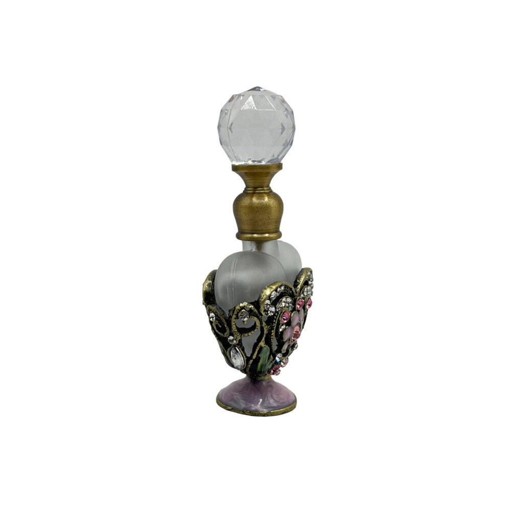 Melting Pot - Parfumflesje Hartje Roze Multi Glas Strass 4x8cm