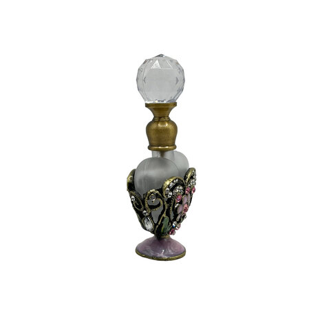 Melting Pot - Parfumflesje Hartje Roze Multi Glas Strass 4x8cm