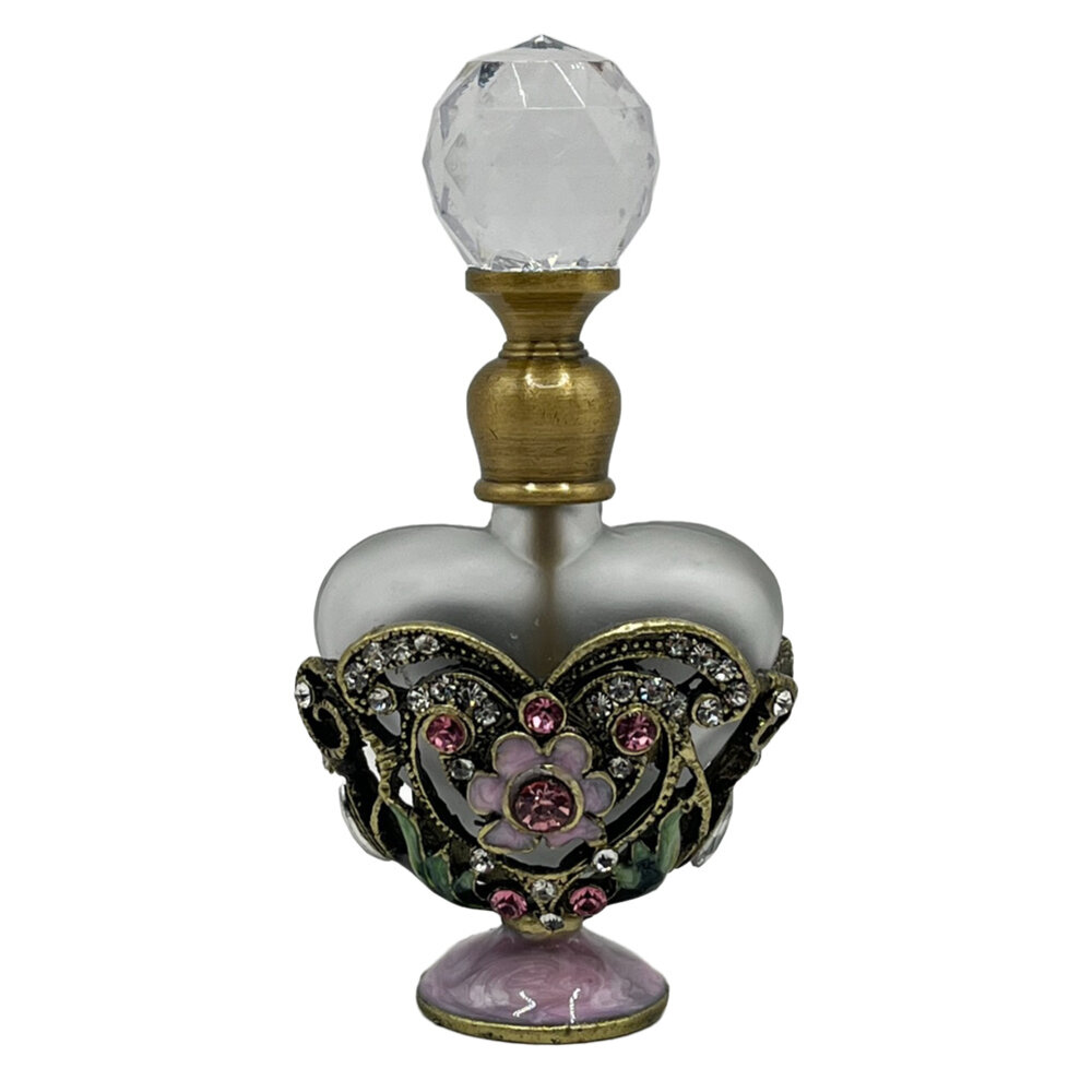 Melting Pot - Parfumflesje Hartje Roze Multi Glas Strass 4x8cm