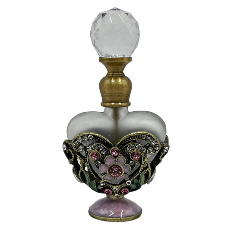 Melting Pot - Parfumflesje Hartje Roze Multi Glas Strass 4x8cm