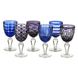 Pols Potten - Wijn Glazen Cobalt Mix Blauw-Paars Glas set van 6 Pols Potten - Wijn Glazen Cobalt Mix Blauw-Paars Glas set van 6