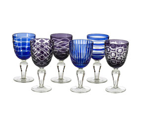 Pols Potten - Wijn Glazen Cobalt Mix Blauw-Paars Glas set van 6 Pols Potten - Wijn Glazen Cobalt Mix Blauw-Paars Glas set van 6