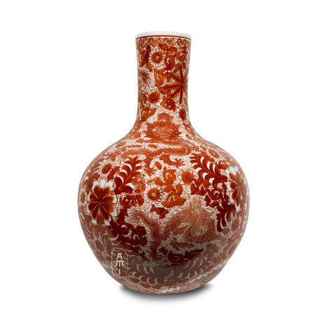 Melting Pot - Vaas Chinese Rode Draak Keramiek 27x38cm Melting Pot - Vaas Chinese Rode Draak Keramiek 27x38cm