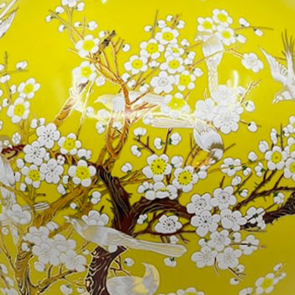 Melting Pot - Vaas Chinees Vogels Bloesem Geel Porselein 31x45cm