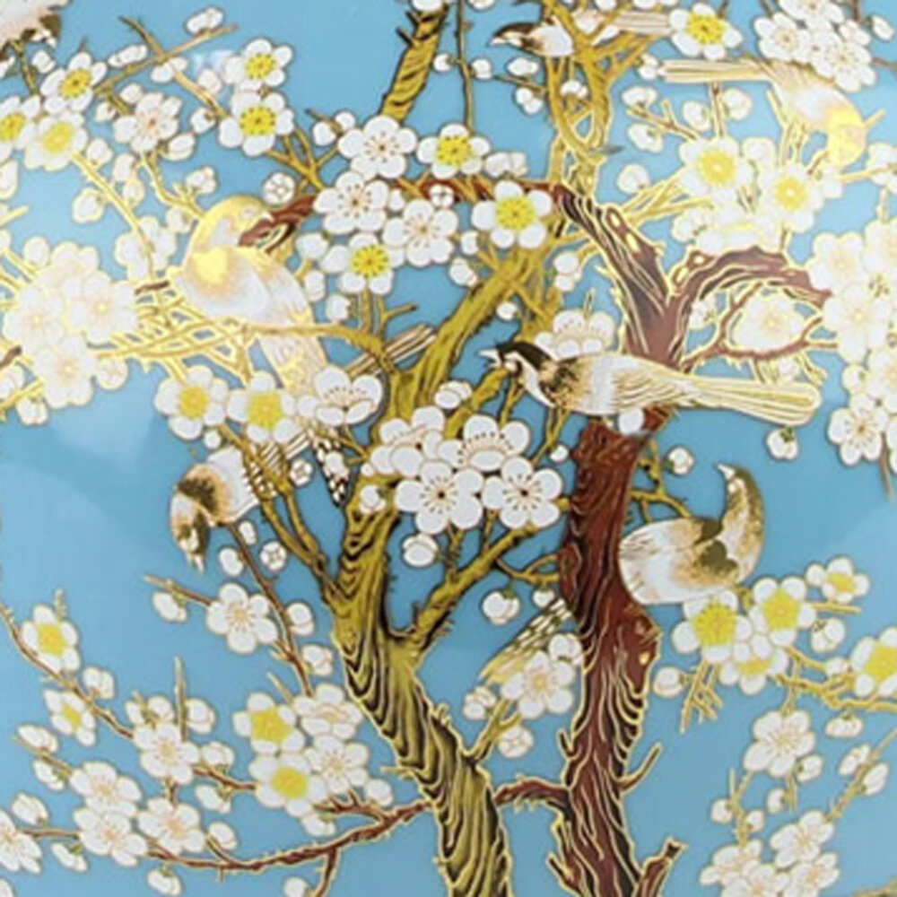 Melting Pot - Vaas Chinees Vogels Bloesem Blauw Porselein 31x45cm