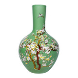 Melting Pot - Vaas Chinees Vogels Bloesem Groen Porselein 31x45cm Melting Pot - Vaas Chinees Vogels Bloesem Groen Porselein 31x45cm