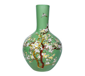 Melting Pot - Vaas Chinees Vogels Bloesem Groen Porselein 31x45cm Melting Pot - Vaas Chinees Vogels Bloesem Groen Porselein 31x45cm