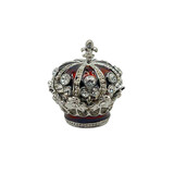Melting Pot - Sieraaddoosje Mini Kroon Strass Rood Zilver Metaal 4x4cm Melting Pot - Sieraaddoosje Mini Kroon Strass Rood Zilver Metaal 4x4cm