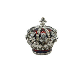 Melting Pot - Sieraaddoosje Mini Kroon Strass Rood Zilver Metaal 4x4cm Melting Pot - Sieraaddoosje Mini Kroon Strass Rood Zilver Metaal 4x4cm