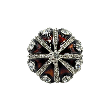 Melting Pot - Sieraad Doosje Mini Kroon Strass Rood Zilver Metaal 4x4cm Melting Pot - Sieraad Doosje Mini Kroon Strass Rood Zilver Metaal 4x4cm