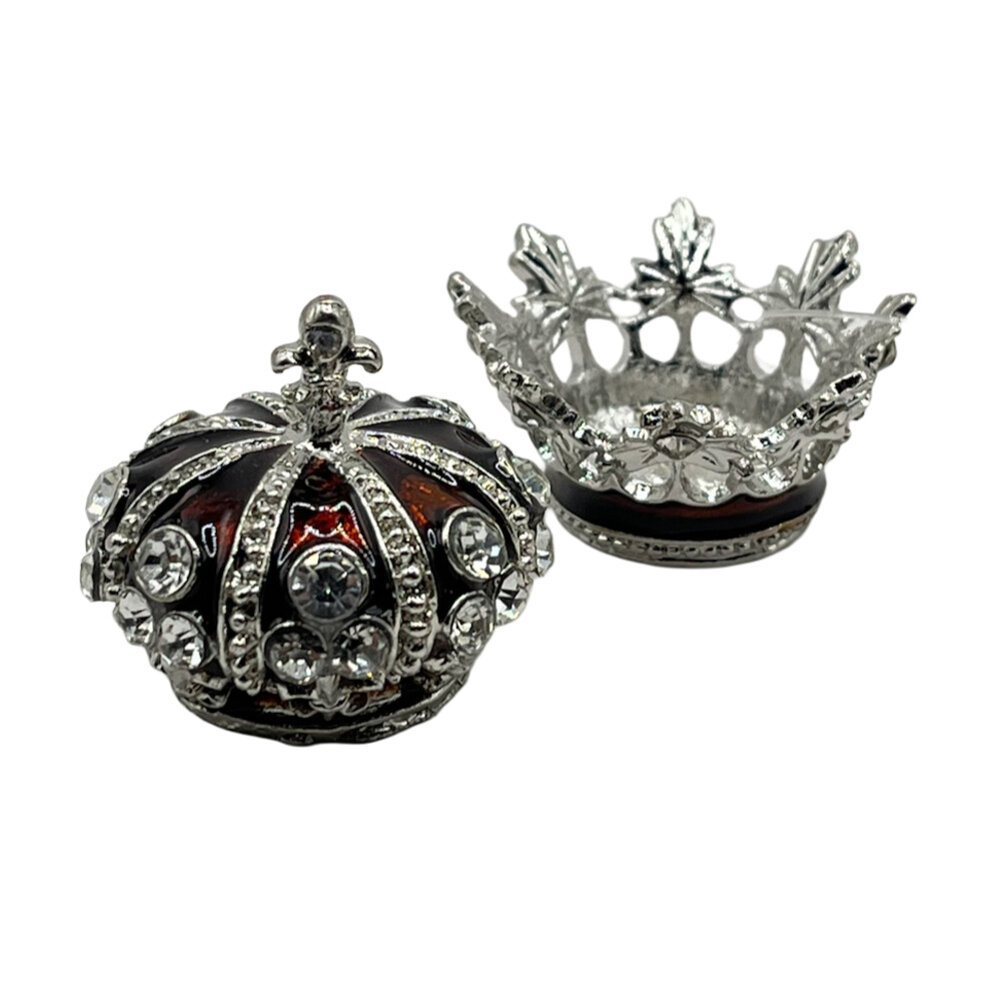 Melting Pot - Sieraad Doosje Mini Kroon Strass Rood Zilver Metaal 4x4cm Melting Pot - Sieraad Doosje Mini Kroon Strass Rood Zilver Metaal 4x4cm