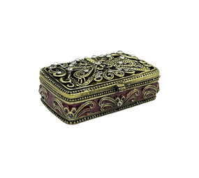 Melting Pot - Sieraaddoosje Vlinder Roze Antiek Goud Metaal Strass 7x4cm Melting Pot - Sieraaddoosje Vlinder Roze Antiek Goud Metaal Strass 7x4cm