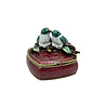 Melting Pot - Sieraden Doosje Vogeltjes Bordeaux Groen Metaal 5x5cm Melting Pot - Sieraden Doosje Vogeltjes Bordeaux Groen Metaal 5x5cm