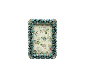 Melting Pot - Fotolijstje Bladeren Turquoise Strass Metaal 6x9cm - foto 4x6cm Melting Pot - Fotolijstje Bladeren Turquoise Strass Metaal 6x9cm - foto 4x6cm