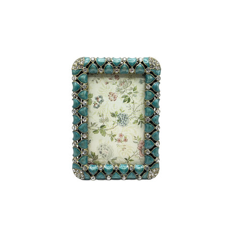 Melting Pot - Fotolijstje Bladeren Turquoise Strass Metaal 6x9cm - foto 4x6cm Melting Pot - Fotolijstje Bladeren Turquoise Strass Metaal 6x9cm - foto 4x6cm