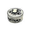 Melting Pot - Sieraden Doosje Rond Camee Zwart-Wit Metaal 6x6cm Melting Pot - Sieraden Doosje Rond Camee Zwart-Wit Metaal 6x6cm