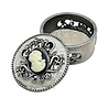 Melting Pot - Sieraden Doosje Rond Camee Zwart-Wit Metaal 6x6cm Melting Pot - Sieraden Doosje Rond Camee Zwart-Wit Metaal 6x6cm