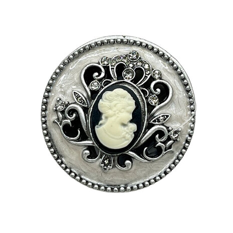 Melting Pot - Sieraden Doosje Rond Camee Zwart-Wit Metaal 6x6cm Melting Pot - Sieraden Doosje Rond Camee Zwart-Wit Metaal 6x6cm