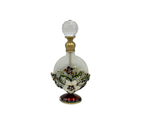 Melting Pot - Parfumflesje Rond Bloem Multicolor Goud Glas 5x10cm Melting Pot - Parfumflesje Rond Bloem Multicolor Goud Glas 5x10cm