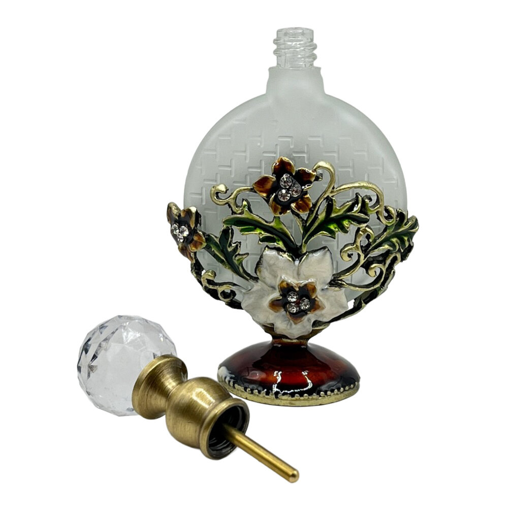 Melting Pot - Parfumflesje Rond Bloem Multicolor Goud Glas 5x10cm Melting Pot - Parfumflesje Rond Bloem Multicolor Goud Glas 5x10cm