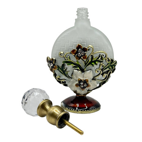Melting Pot - Parfumflesje Rond Bloem Multicolor Goud Glas 5x10cm Melting Pot - Parfumflesje Rond Bloem Multicolor Goud Glas 5x10cm